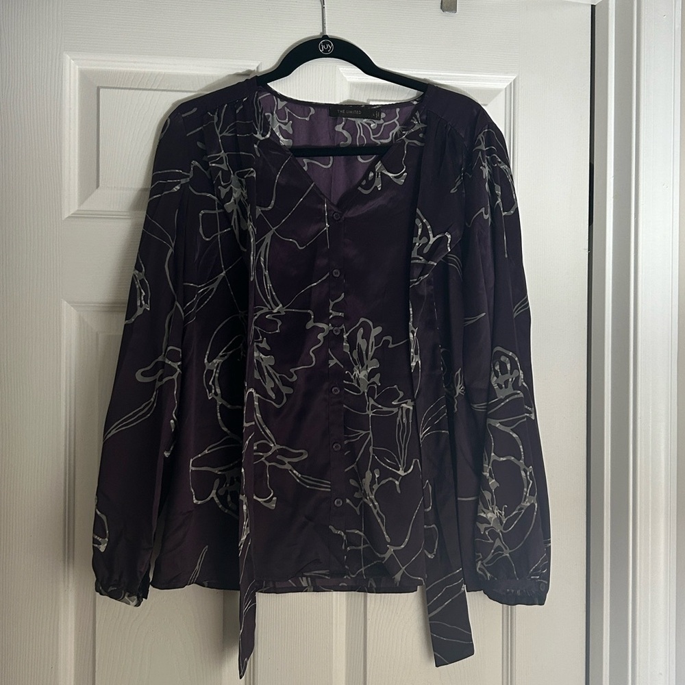 The Limited Purple and White Patterned Blouse